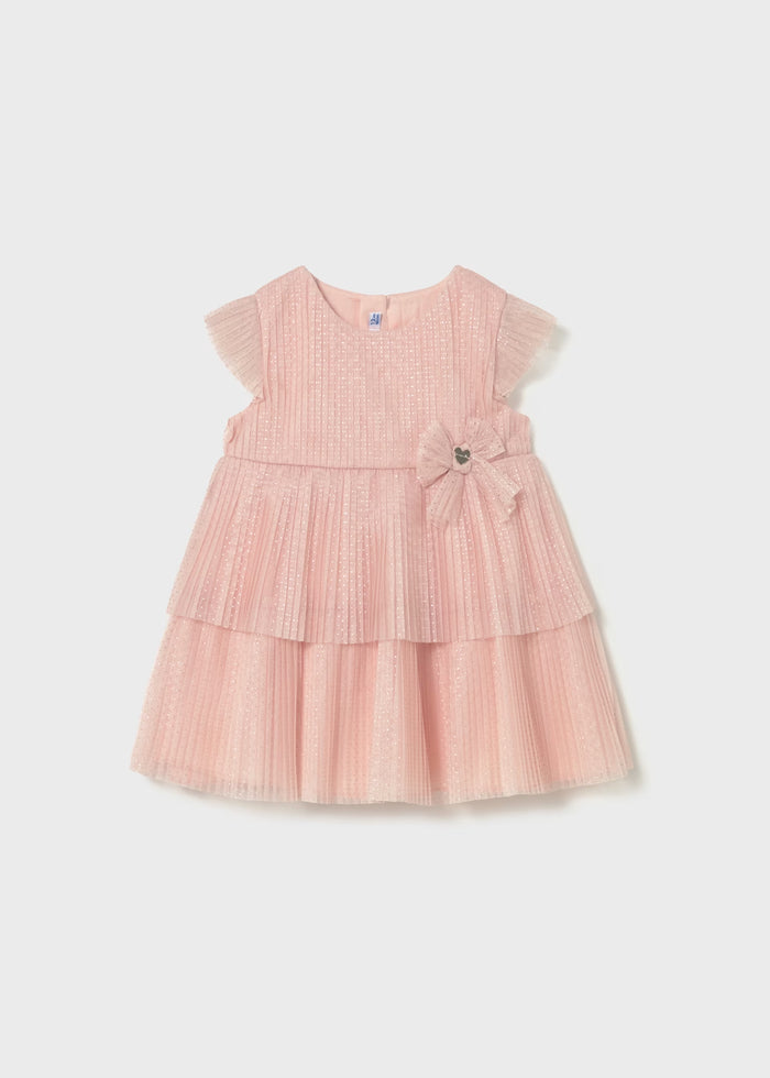 Baby Pink Pleated SS Tier Dress