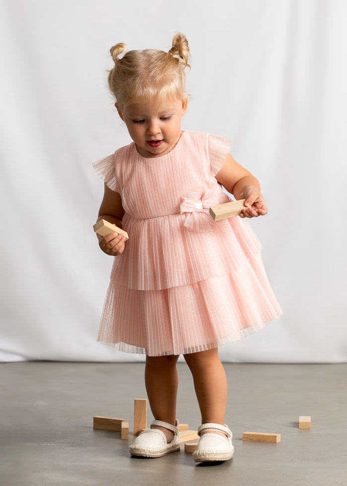 Baby Pink Pleated SS Tier Dress