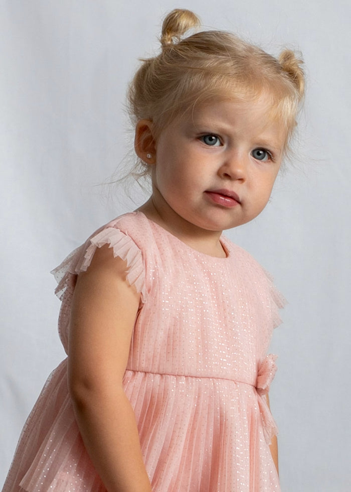 Baby Pink Pleated SS Tier Dress