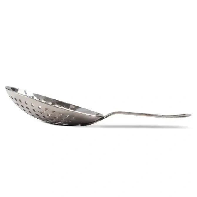 1245 stainless steel Barfly Julep Strainer side view shown on white background.