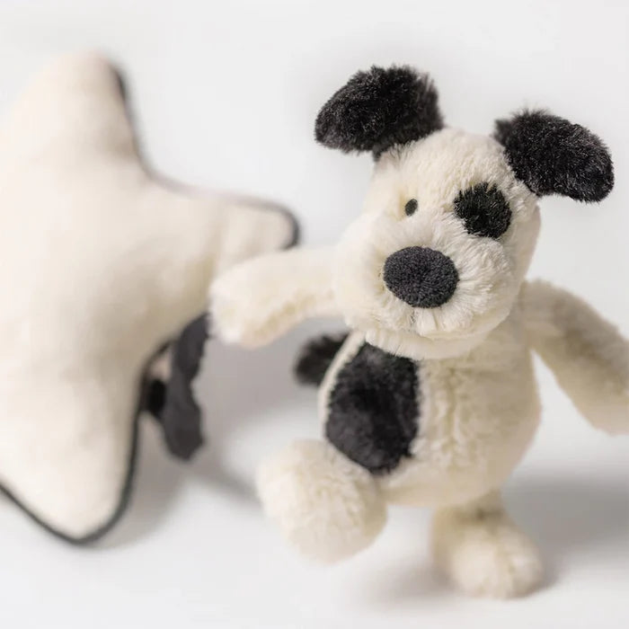 Bashful Black and Cream Puppy Musical Pull