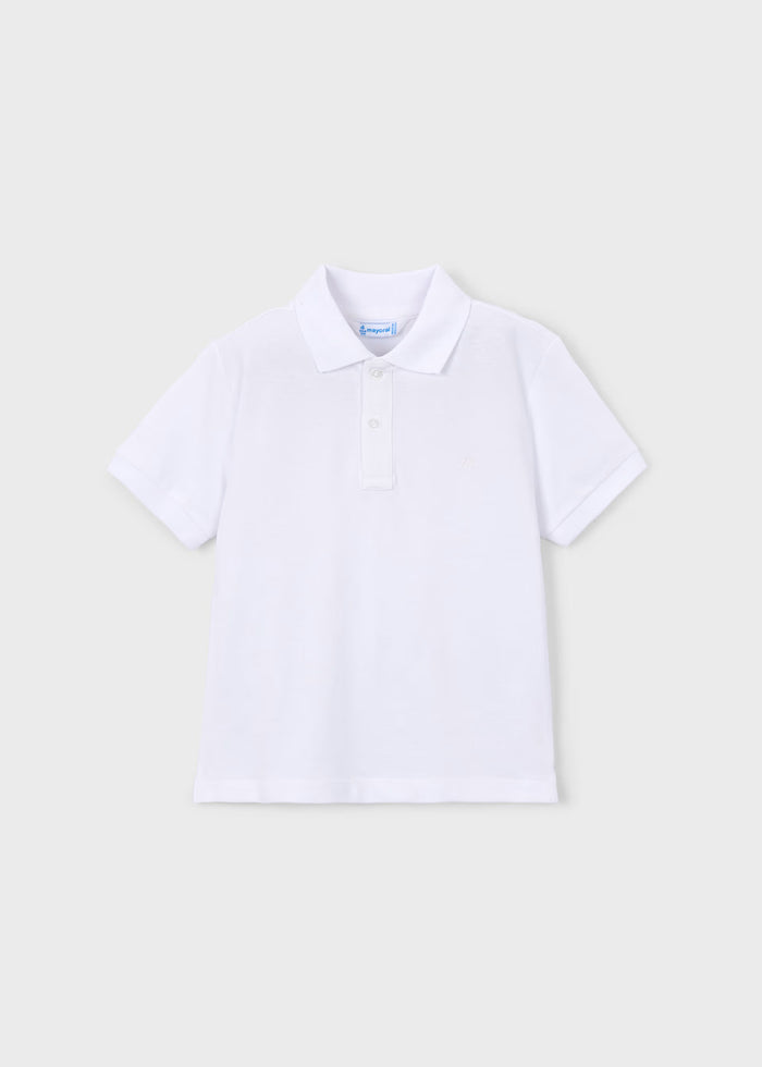 Basic White SS Button Polo Shirt