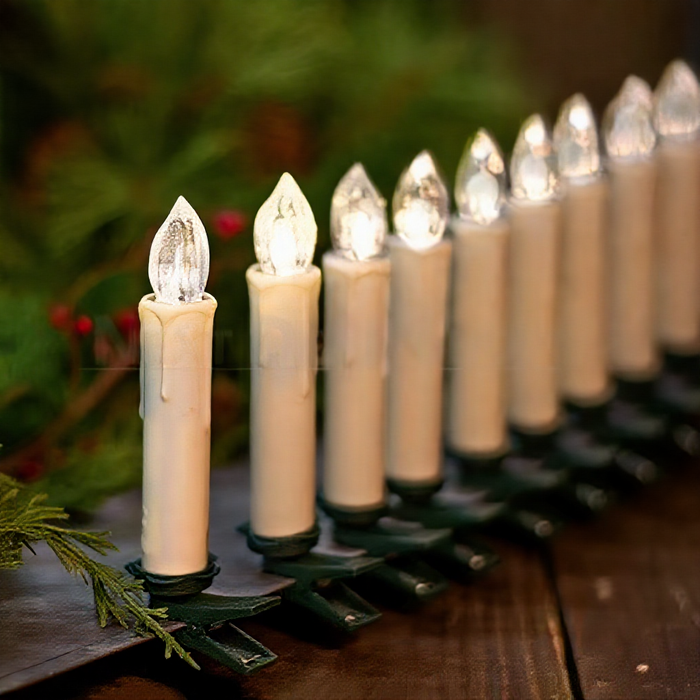 Battery-Powered Flameless Clip-On Christmas Tree Candles with Remote - 10 Pcs, Warm White Tree Lighting