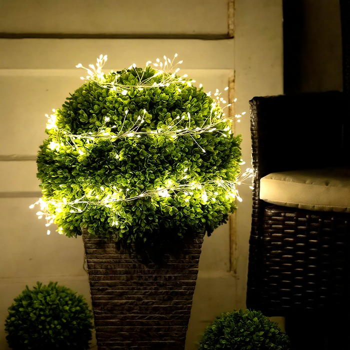 Battery-Powered Warm White Christmas LED Cluster Fairy String Lights - 6.56ft, Tree & Wreath Holiday Lighting