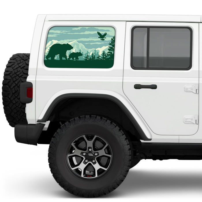 Bear Forest Side Windows Printed Vinyl Decal