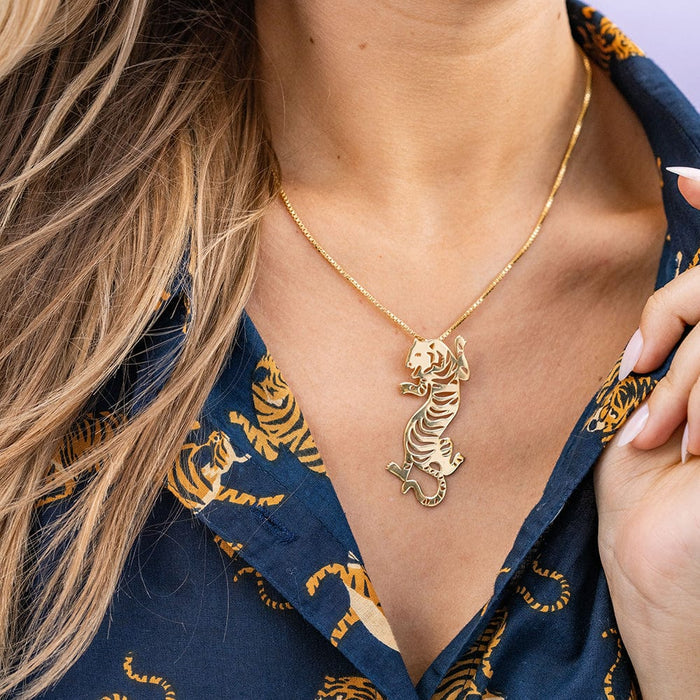 Bianca Tiger Statement Necklace Brass