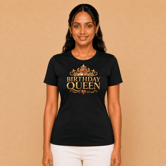 Birthday Queen shirt for women with premium print design black