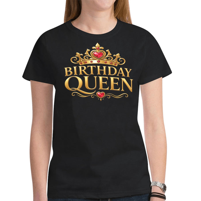 Birthday Queen women’s all over print T-shirt black