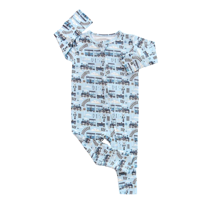 Blue Choo Choo Conv Romper