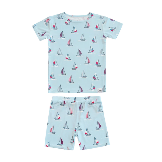 Blue Sailboats SS Shortie PJ Set