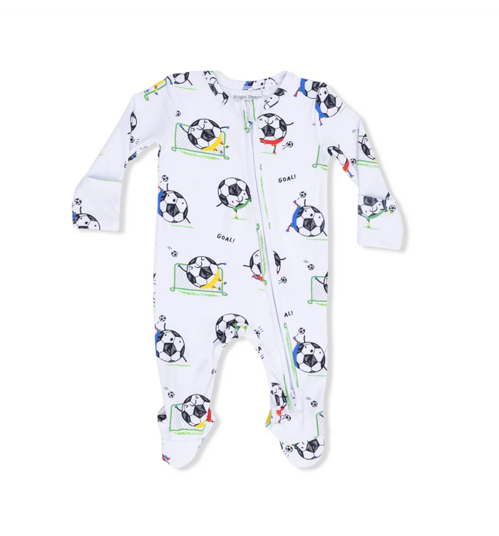 Blue Soccer Balls Playing Soccer Zip Footie