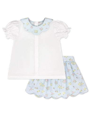 Blue Spring Time Blooms Skirt and Top Set