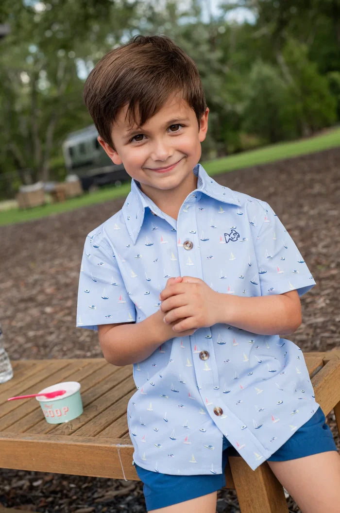 Boats in the Bay Button Down Shirt