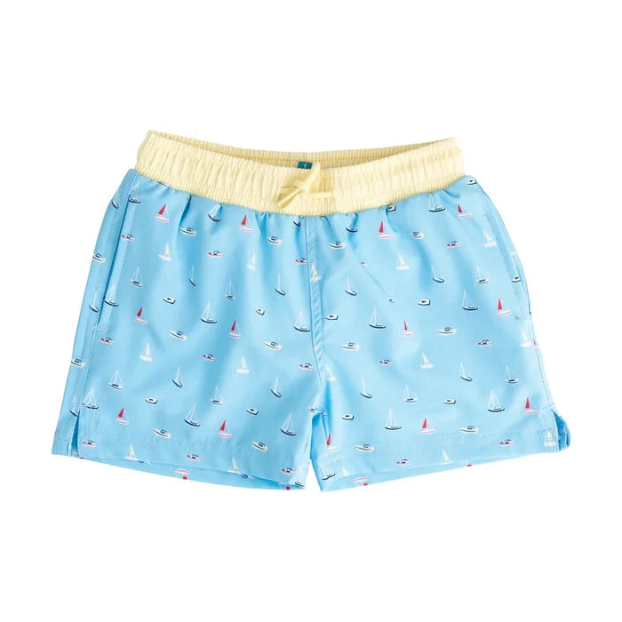 Boats in the Bay Swim Trunk