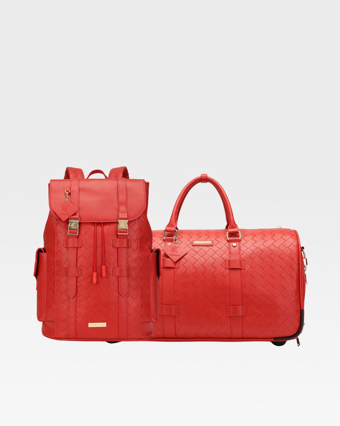 Bodega Explorer Rolling Duffle Set in Red
