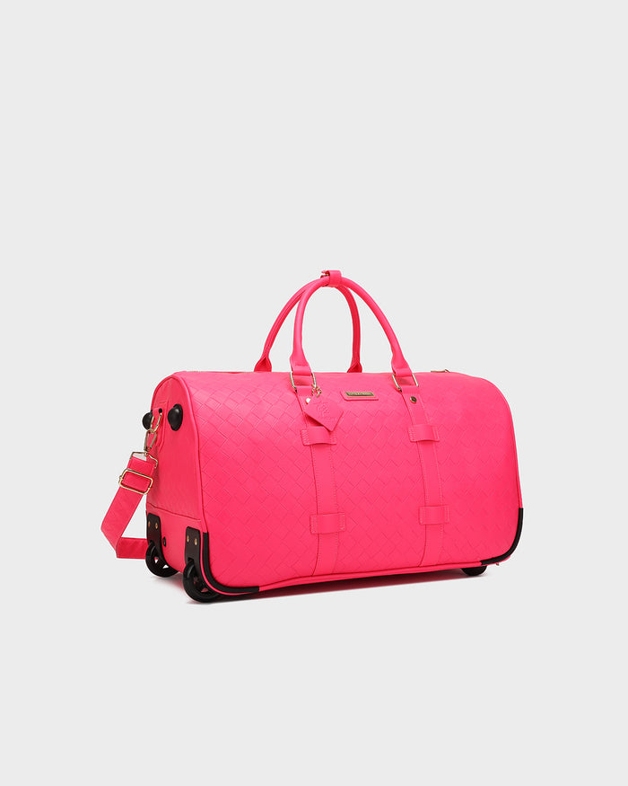 Bodega Traveler Rolling Duffle in Neon Pink