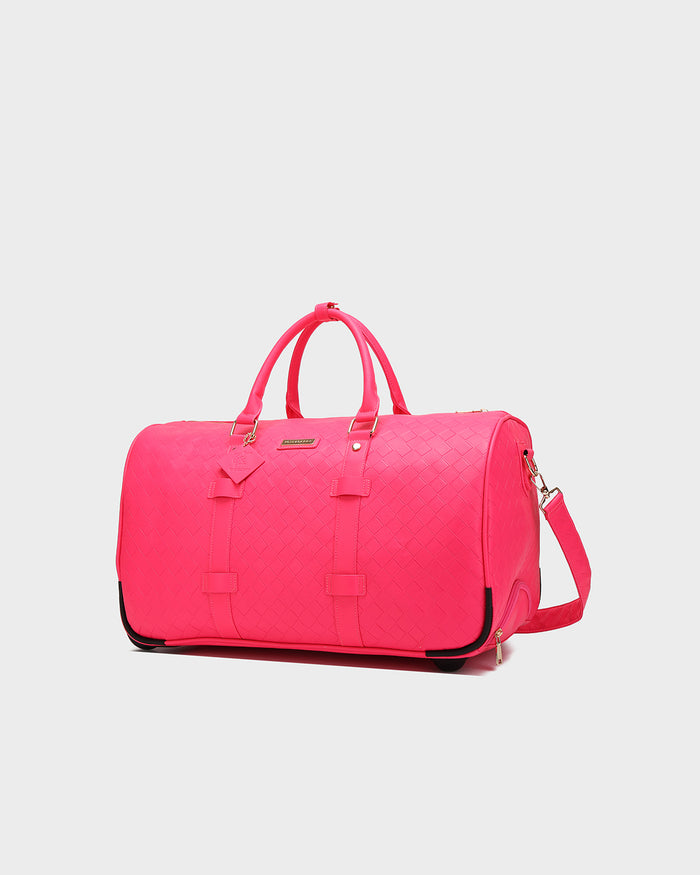 Bodega Traveler Rolling Duffle in Neon Pink