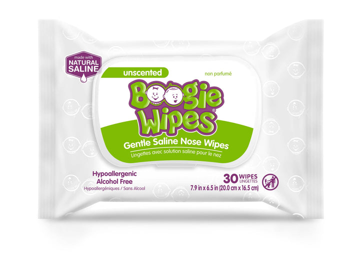 Boogie Saline Nose Wipes, Unscented, 30ct