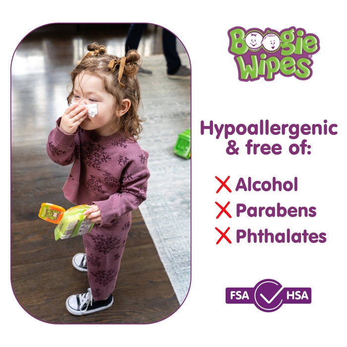 Boogie Saline Nose Wipes, Unscented, 30ct