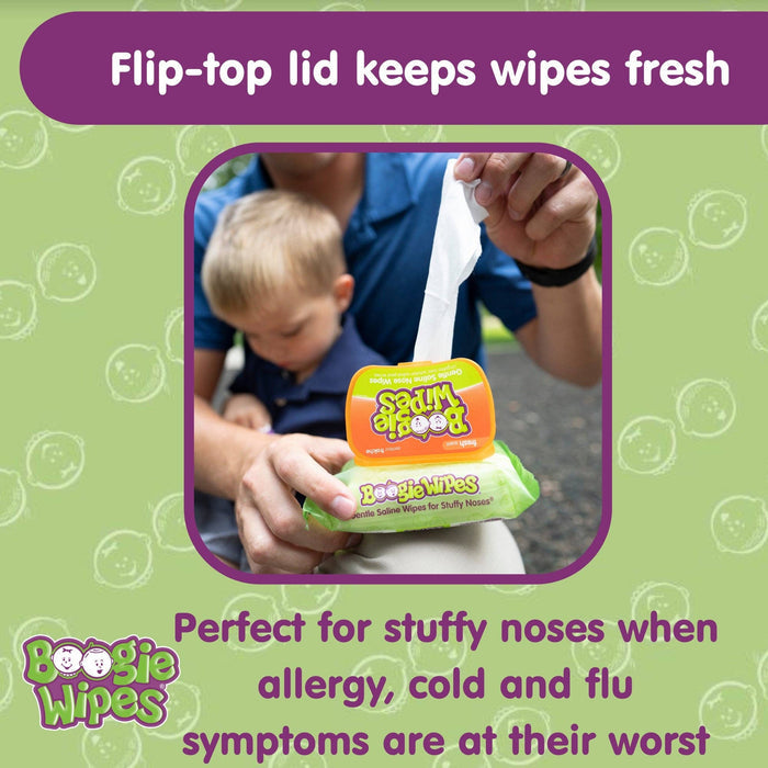 Boogie Saline Nose Wipes, Unscented, 30ct