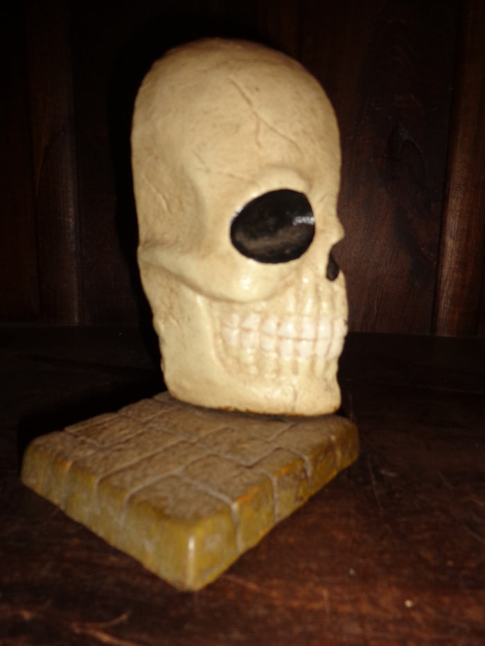 Bookends -Cast Iron Pair Halloween Skull Head-Jantiques LLC.
