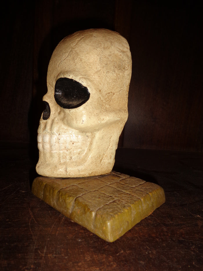 Bookends -Cast Iron Pair Halloween Skull Head-Jantiques LLC.