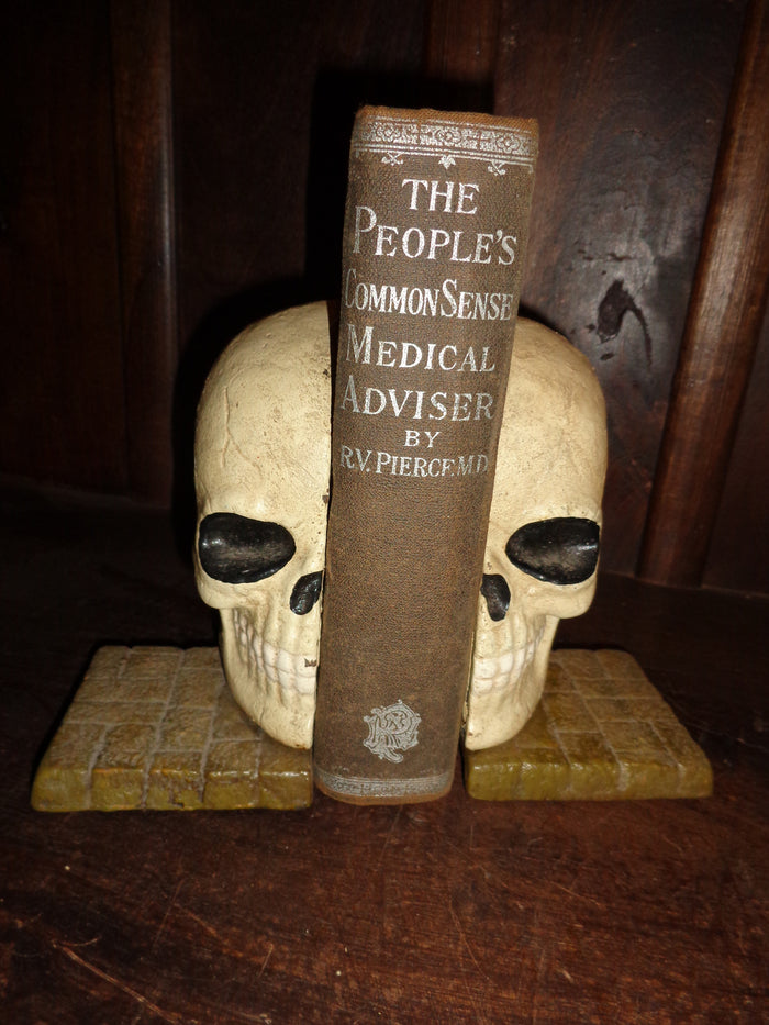 Bookends -Cast Iron Pair Halloween Skull Head-Jantiques LLC.