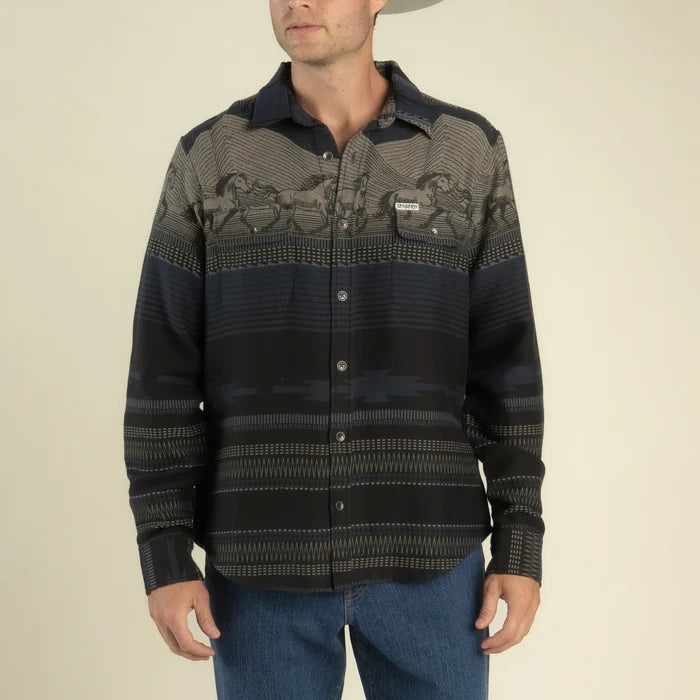 Boquillas Long Sleeve Shirt- Teton Stripe/Charcoal