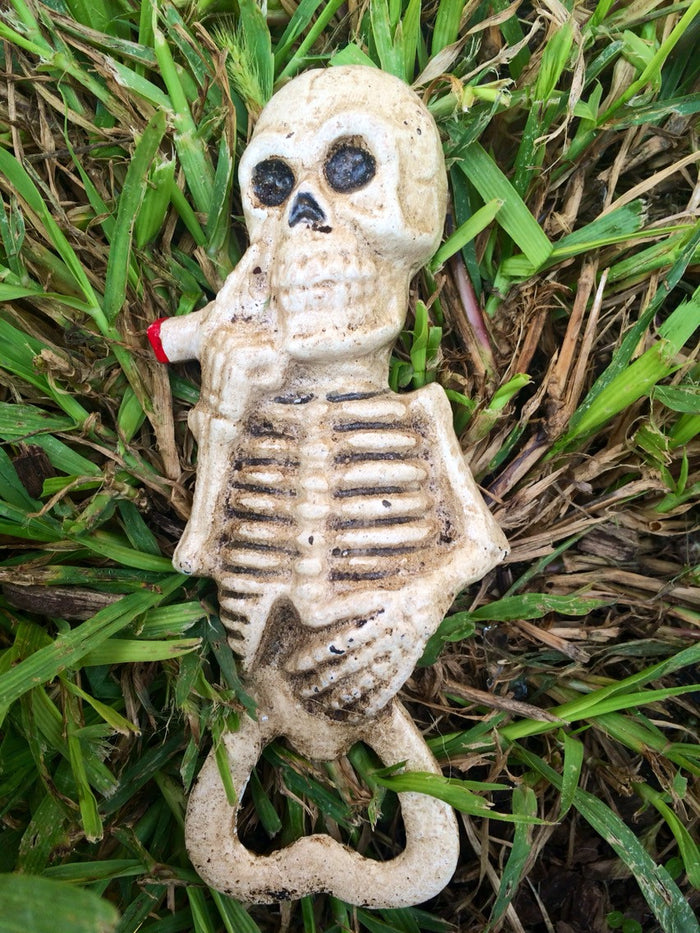 Bottle Opener - Cast Iron Smoking Skeleton-Jantiques LLC.