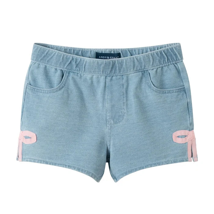 Bow Hem Knit Denim Short