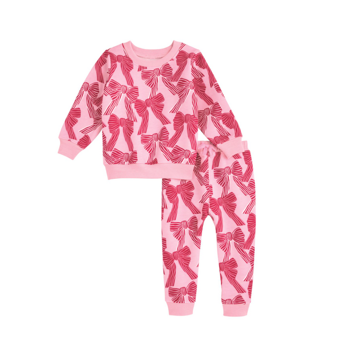 Bow Print SS Two Piece Set