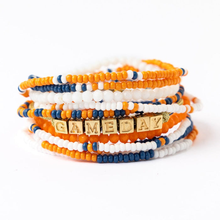 Bracelet Stack Game Day Blue + Orange + White Stack