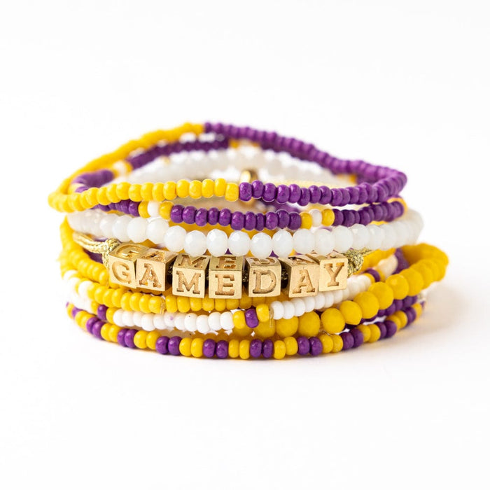 Bracelet Stack Game Day Purple + Gold Stack