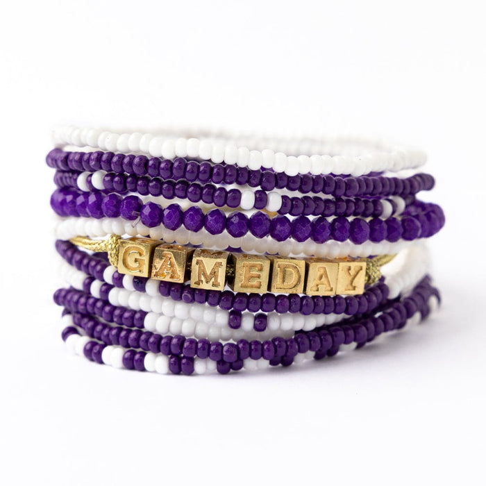 Bracelet Stack Game Day Purple + White Stack