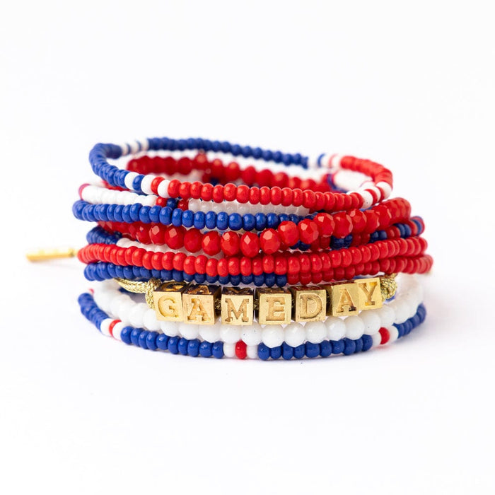 Bracelet Stack Game Day Red + White + Blue Stack