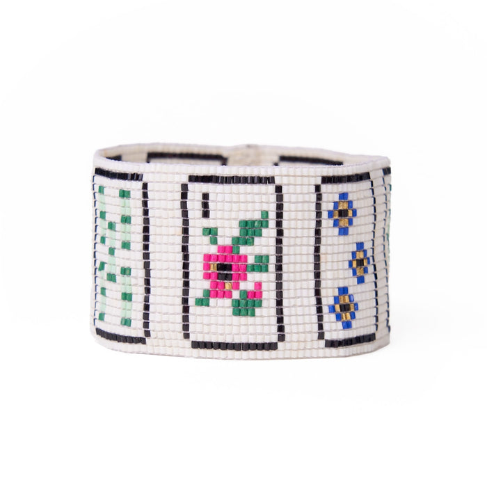 Brooklyn Mahjong Print Beaded Stretch Bracelet Multi Bracelet