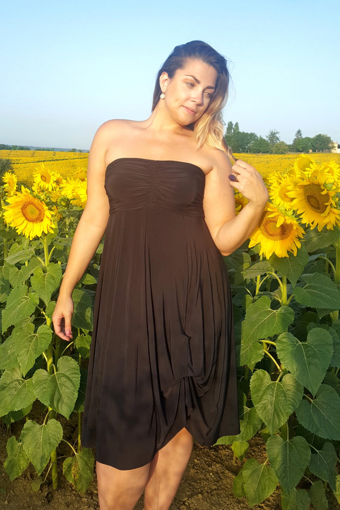 Diane Kroe Bubble Dress worn reverse strapless