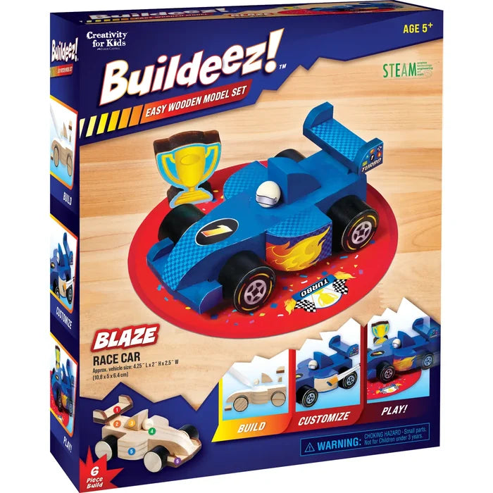 Buildeez! Blaze Race Car - DIY Wooden Craft Kit for Kids
