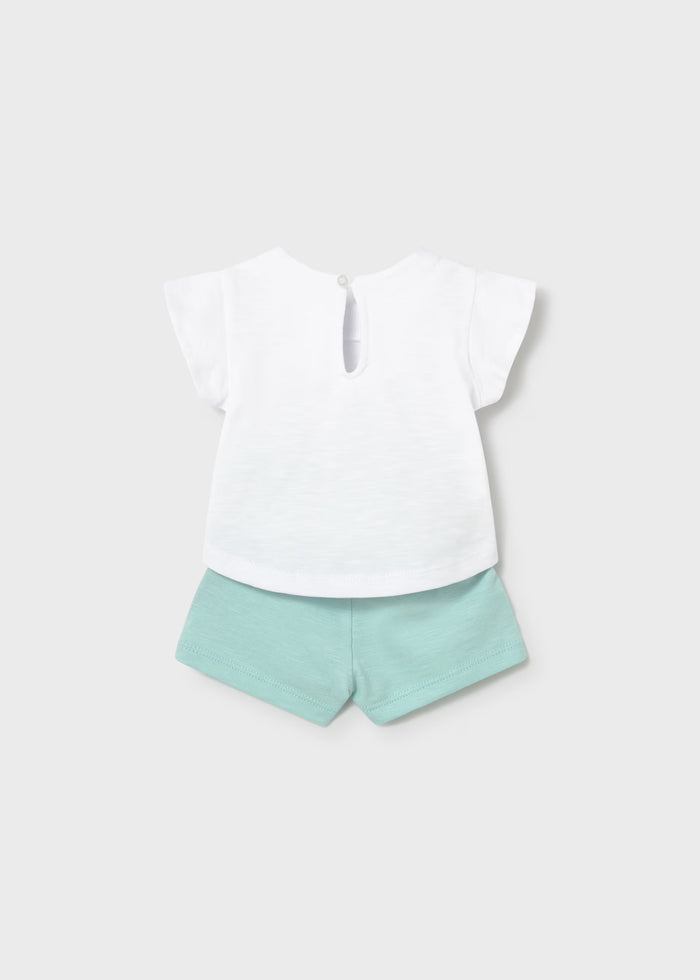 Bunny Love White Tee & Green Pocket Shorts