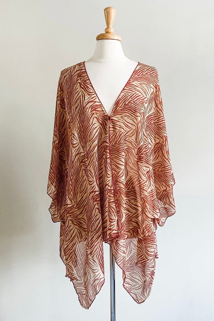 Butterfly Wrap in Red Palm print
