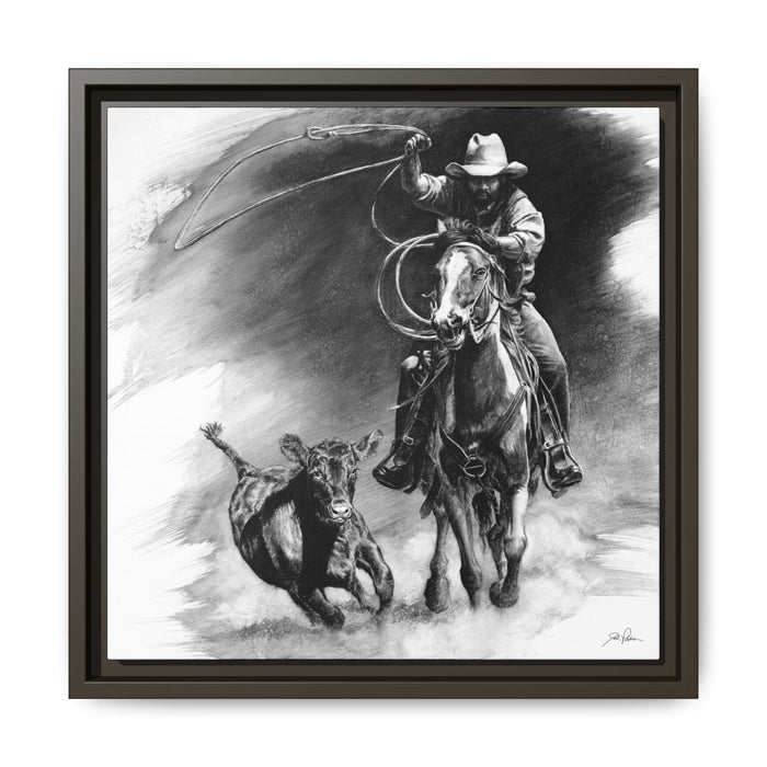 "Calf Roping" Framed Canvas