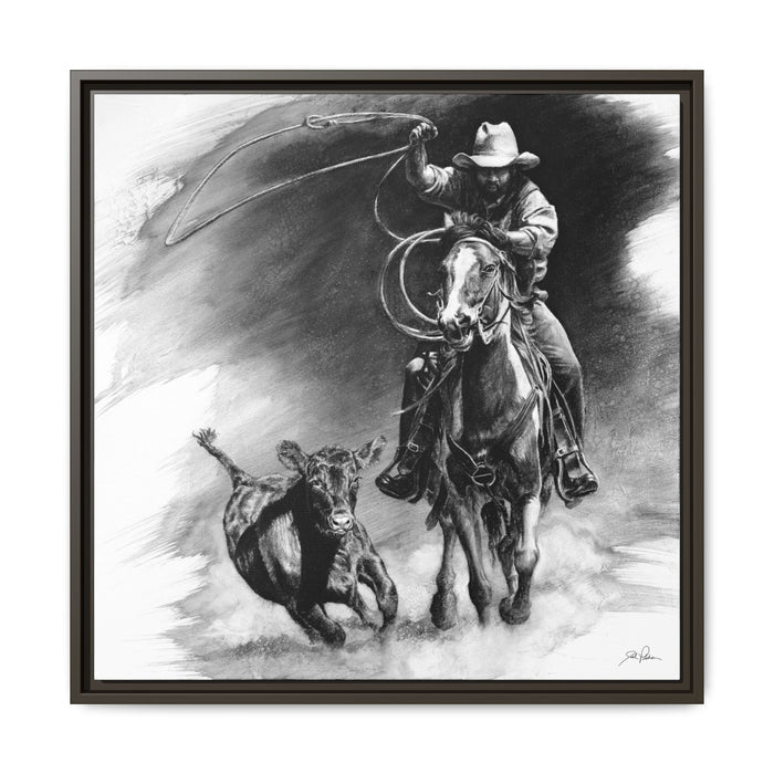 "Calf Roping" Framed Canvas