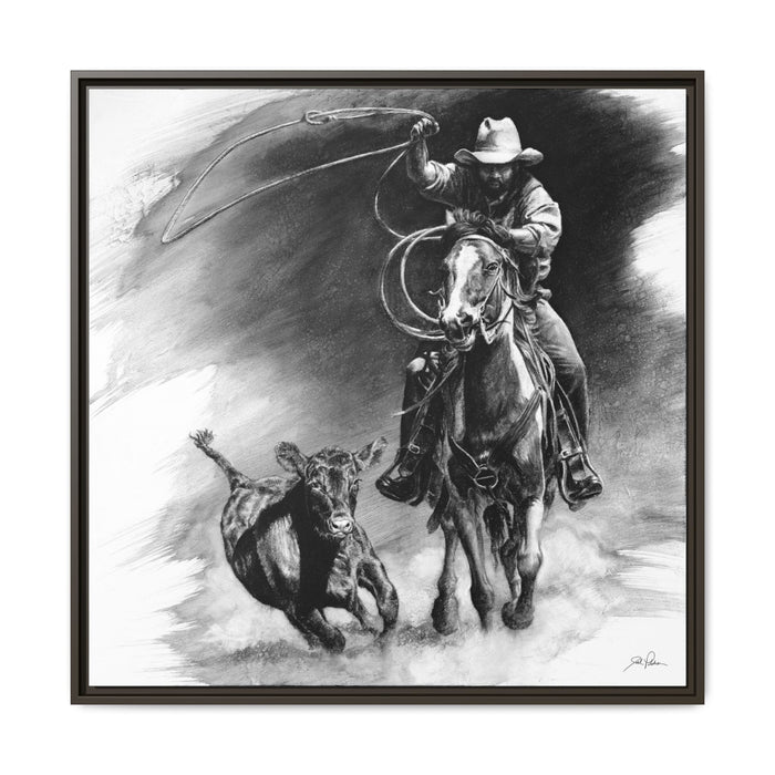 "Calf Roping" Framed Canvas