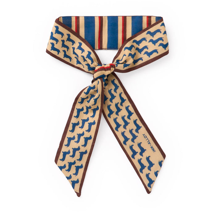Camile Skinny Scarf Dachshund Print Scarf