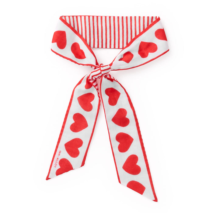 Camile Skinny Scarf Heart Print Scarf