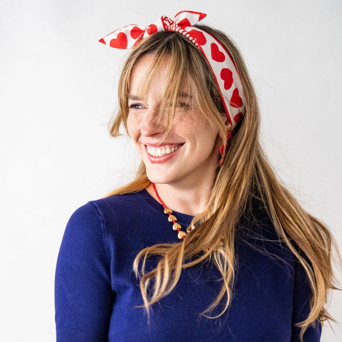 Camile Skinny Scarf Heart Print Skinny Scarf