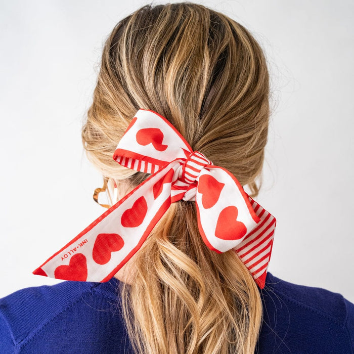 Camile Skinny Scarf Heart Print Skinny Scarf