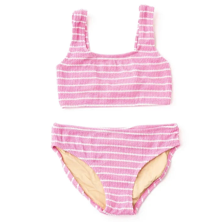 Candy Pink Stripe Crinkle Bikini