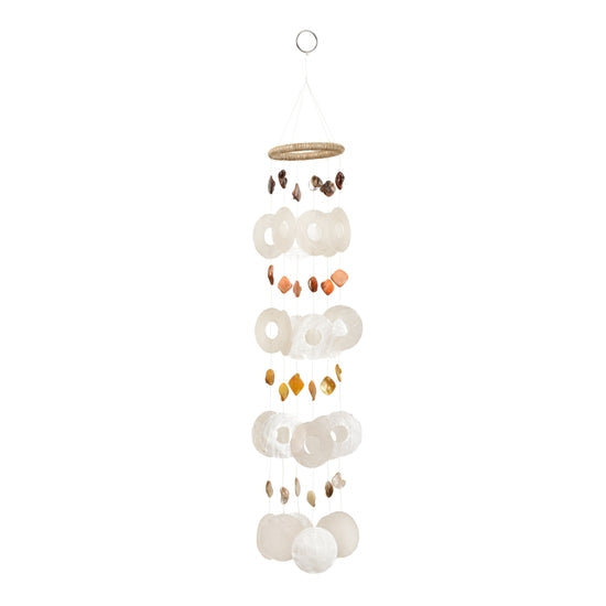 Capiz Shell Cylinder Chime with Stones