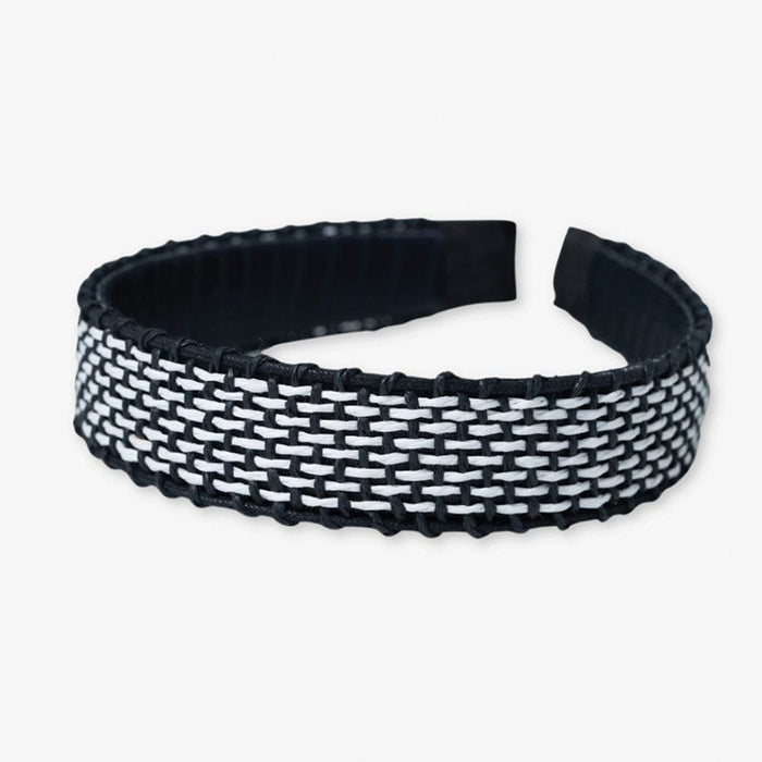 Caroline Two Color Woven Raffia Headband Ivory